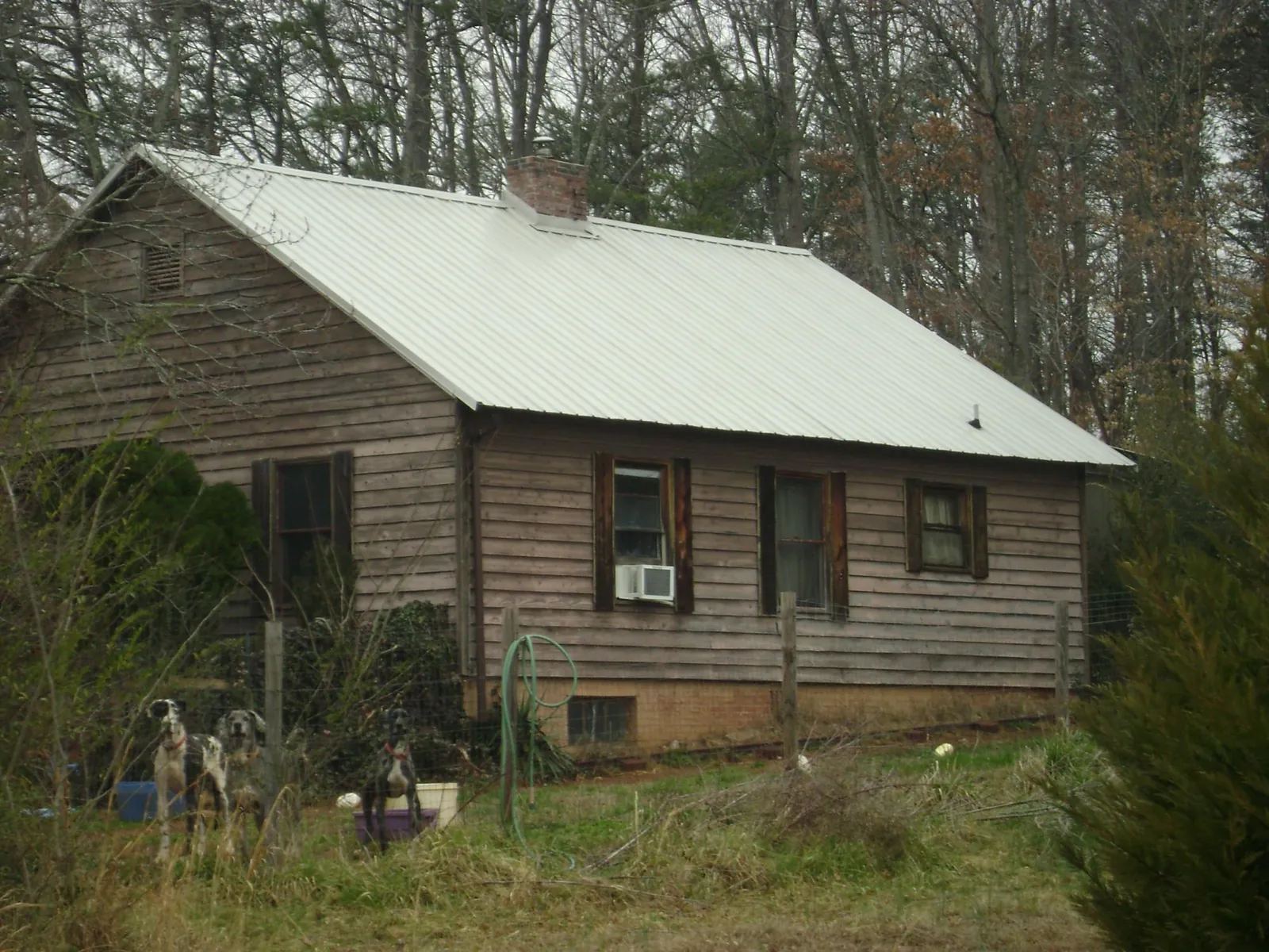 White metal roof on an old wood sided farmhouse, from a Asphalt Shingle Roof Repair job in Cocoa Beach